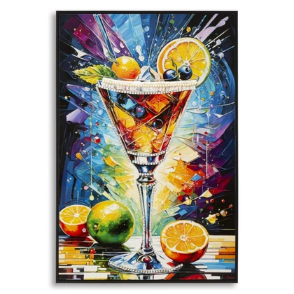 Koktél falikép lakkozott vászonra nyomtattva kerettel -A- 62X3,5X92 cm