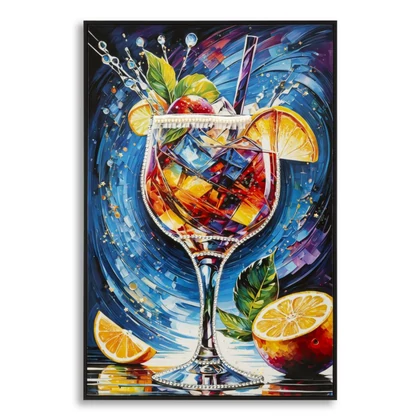 Koktél falikép lakkozott vászonra nyomtattva kerettel -B- 62X3,5X92 cm