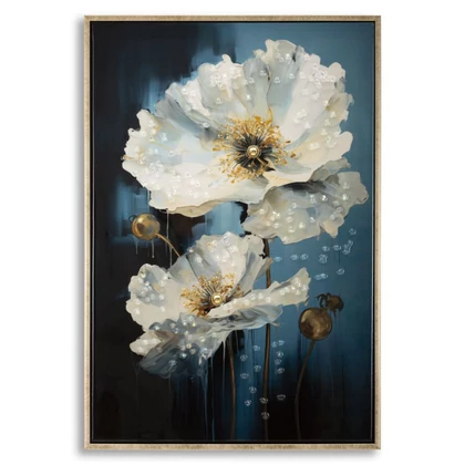 Lakozott festmény virágokkal 42x3,5x62 cm