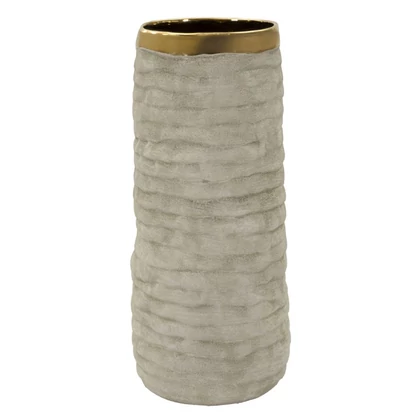 Lima hengeres váza texturált mintával szürke/arany Ø 14X31,5 cm