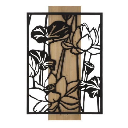 Lotus virágos fali panel barna/fekete 60x2x90 cm