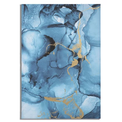 Márvány mintás festmény kék/arany 80x3x120 cm
