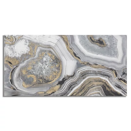 Márvány mintás festmény szürke/arany/fekete 120x3,8x60 cm