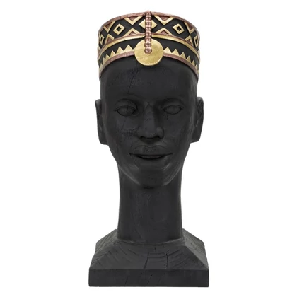 Massai férfi mellszobor fekete 25x25x56 cm