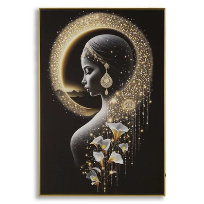 Női sziluett LED fénnyel falikép lakkozott vászonra nyomtattva kerettel 60X3,5X90 cm