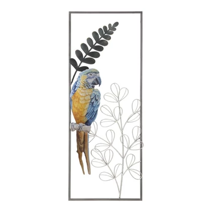 Papagáj fali dekoráció kék/sárga 28,6x2,5x74,3 cm