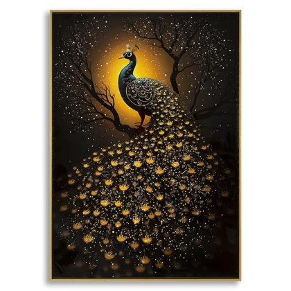 Pávás falikép lakkozott vászonra nyomtattva kerettel 70X4X100 cm