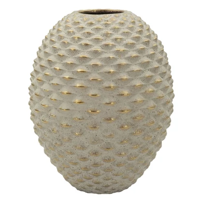 Pepipa gömb alakú váza relief textúrávla szürke/arany Ø 23,5X28,5 cm