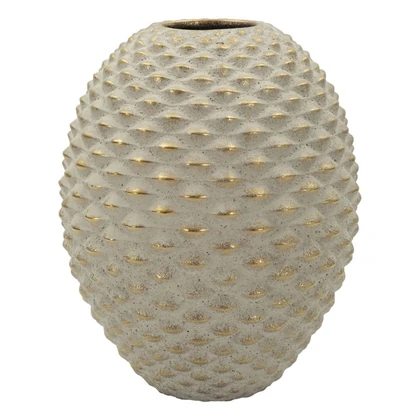 Pepipa gömb alakú váza relief textúrávla szürke/arany Ø 23,5X28,5 cm