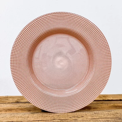 Perge lapos üvegtányér 28 cm rózsaszínezüst átmérő: 28 cm