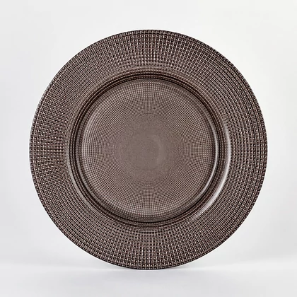 Perge üveg desszerttányér készlet 6 db-os taupeezüst átmérő: 21 cm