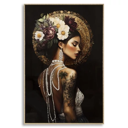 Perzsa elegáns női falikép vászonra nyomtattva lakkozott kerettel -A- 62X3,5X92 cm