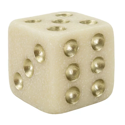 Quartz dobókocka fehér/arany 8x8x8 cm