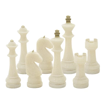 Quarzt sakk készlet 8 db-os fehér/arany ø 4,4x9,2-4,3x13,3-5x16-x4,5x10,3 cm