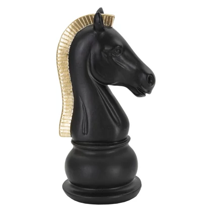 Sakk ló figura fekete/arany 10,5x8,5x19 cm