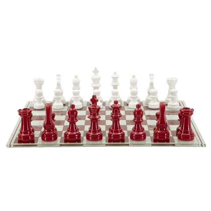 Sakktábla készlet piros/fehér 61x61x14 cm