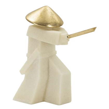 Samurai toku figura a quarztból fehér/arany 34x12x30 cm