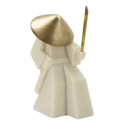 Samurai toku figura b quarzból fehér/arany 14x9x24.5 cm