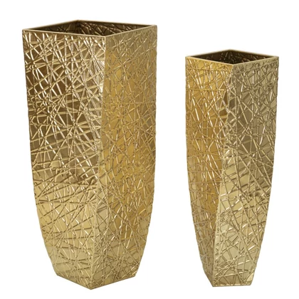 Squer váza pár arany 34x34x90-25x25x78 cm