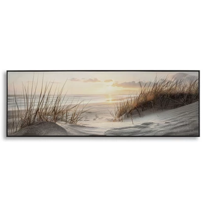 Tengerparti naplemente falikép vászonra nyomtattva lakkozott kerettel -A- 152X4X52 cm