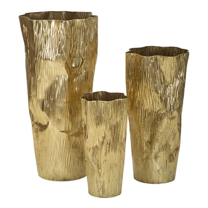 Tris váza fémből 3 db-os szett arany ø 41x39x83-32x31x67-23x25x49 cm
