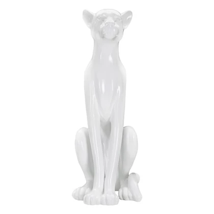 Ülő leopárd figura fehér 27x38x74 cm