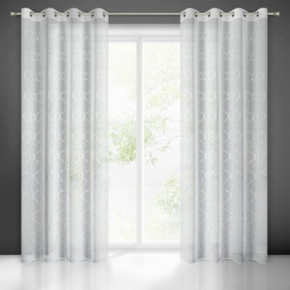 Filla mintás dekor függöny Fehér/ezüst 140x250 cm