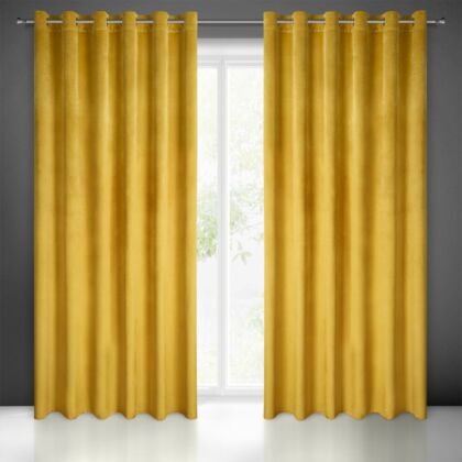 Melanie bársony sötétítő függöny Mustársárga 215x250 cm