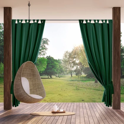 Garden vízálló kerti függöny elkötővel Sötétzöld 155x200 cm