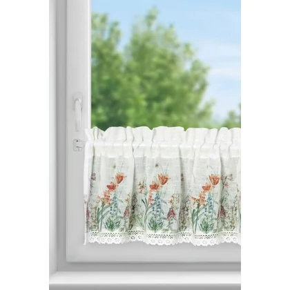 Amarílisz mintás modern vitrázs függöny Fehér 30x150 cm