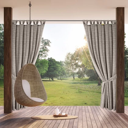 Garden vízálló kerti függöny elkötővel Barna/krémszín 155x240 cm