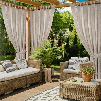 Garden15 vízálló kerti függöny elkötővel Pasztell rózsaszín 155x240 cm