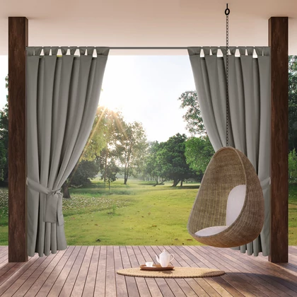 Garden2 vízálló mintás kerti függöny elkötővel Ezüst 155x240 cm