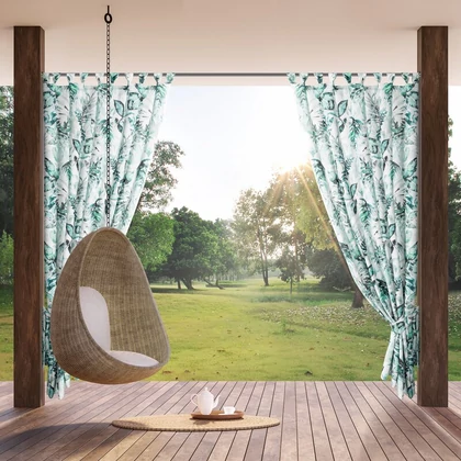 Garden2 vízálló mintás kerti függöny elkötővel Fehér 155x240 cm