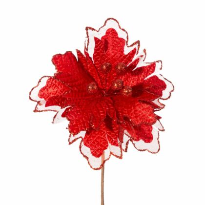 Dekoratív karácsonyi virág 81 Piros 21 cm