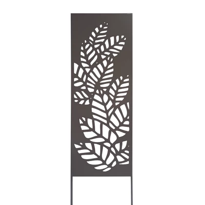 ATHEA TRELLIS - Fém növényfuttató dekoratív levél motívumokkal, barna 0,33 x 1,20m