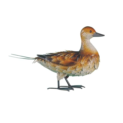 DUCKY - Stilizált dekoratív kacsa figura, 48 x 17 x h.31 cm, barna
