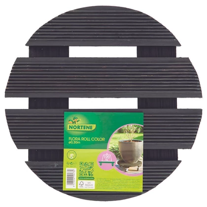 FLORA ROLL COLOR - Kör alakú, keményfa virágalátét kerekekkel, 0,30 m antracit