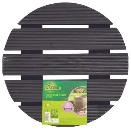 FLORA ROLL COLOR - Kör alakú, keményfa virágalátét kerekekkel, 0,40 m antracit
