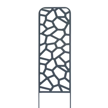 STONE TRELLIS - Fém növényfuttató dekoratív kőfal motívumokkal, fekete 0,33 x 1,20m