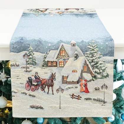 Alpesi éjszaka gobelin asztali futó 37x100 cm ezüst lurex