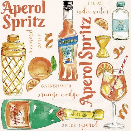 Aperol Spritz szalvéta 3 rétegű 20 db/csomag - koktélszalvéta
