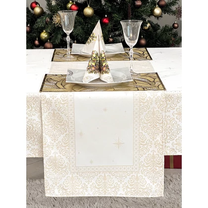 Arany lurex asztali futó barokk mintás 37x100 cm