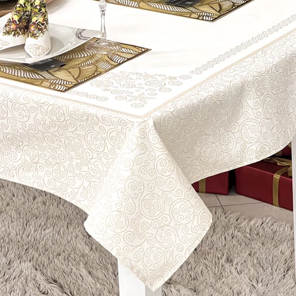 Arany lurex asztalterítő karácsonyfa mintás 137x240 cm