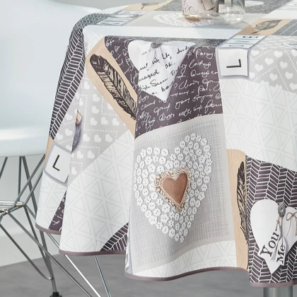 Beige love szennytaszító kör alakú asztalterítő 160 cm