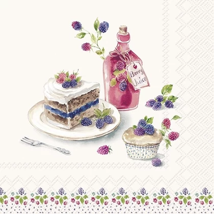 Berry teatime tortás szalvéta 3 rétegű 20 db/csomag - koktélszalvéta