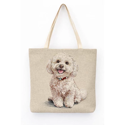 Bichon kutyás bevásárló táska 43x42 cm
