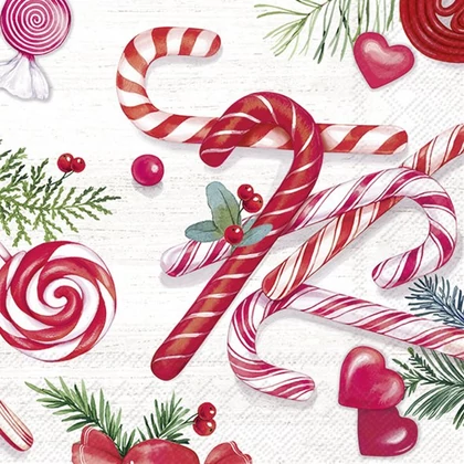 Candy cukorkás karácsonyi szalvéta 3 rétegű 20 db/csomag - koktélszalvéta