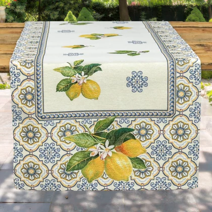 Capri citromos mediterrán gobelin asztali futó 44x140 cm