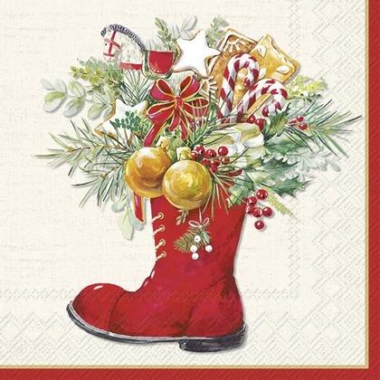 Christmas boots karácsonyi szalvéta 3 rétegű 20 db/csomag